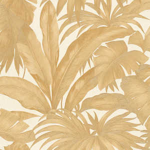 As Creation: A4 Sample Versace Giungla Palm Leaves Wallpaper - Gold/Cream