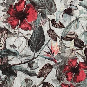 A4 Sample Graphic Floral Wallpaper - Grey - Red