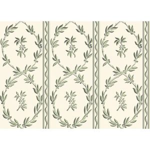 Laurel Wreaths Wallpaper - Green