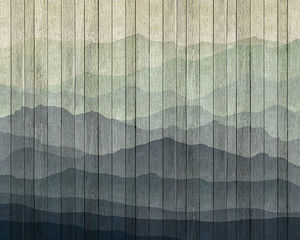 Mountains On Planks - Custom Sized Wallpaper Mural (per m2)