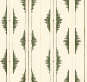 Azilal Embroidery Leaves Wallpaper - Green