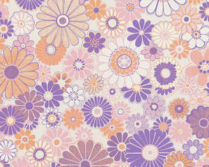 Purple Wallpaper: Retro Flowers Wallpaper - Purple