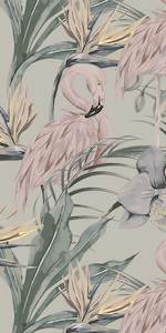 Pink Wallpaper: Tropical Shore Flamingo Hybrid Mural - 5 Colours