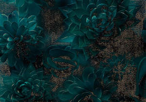 Metallic Wallpaper: Emerald Bloom Mural Wallpaper