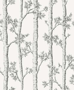 Woodlands Wallpaper - White/Black