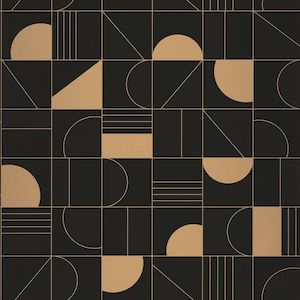 Puzzle Art Deco Wallpaper - Black + Gold