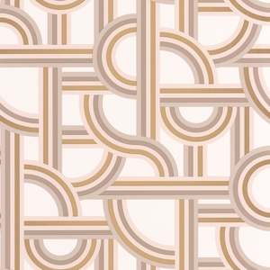 Impass Art Deco Wallpaper - Blush + Gold