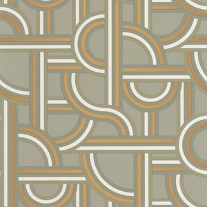 Impass Art Deco Wallpaper - Sage + Gold