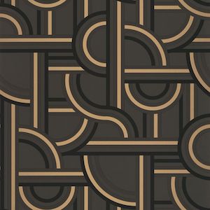 Impass Art Deco Wallpaper - Black + Gold