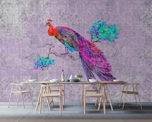 Vivid Peacock - Custom Sized Wallpaper Mural (per m2) - Purple