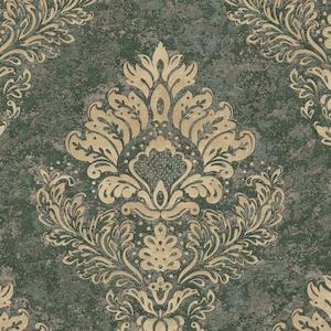 St. Petersberg Baroque Wallpaper - Green + Gold