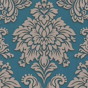 Two Toned Damask Wallpaper - Blue - Teal