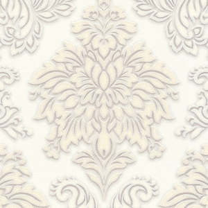 Two Toned Damask Wallpaper - Cream