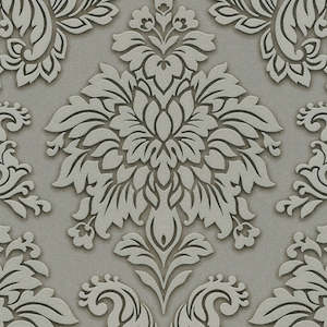 Two Toned Damask Wallpaper - Grey