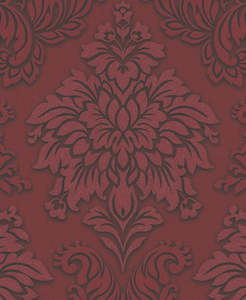 Two Toned Damask Wallpaper  - Red