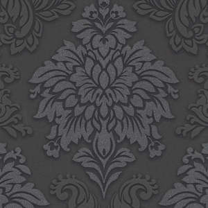 Two Toned Damask Wallpaper - Black