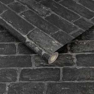 Faux Effect: Brick Wallpaper - Black