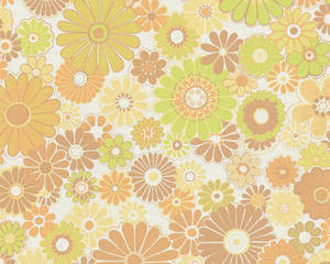 Retro Flowers Wallpaper - Yellow