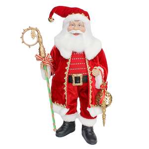 Santa - Deep Red Jacket & Pant & Staff - 18 inches