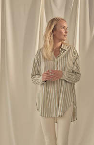 Gift: Mos Mosh Elke Stripe Shirt - Green Flash