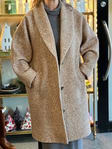 Mos Mosh Adelaide Herringbone Wool Coat - Tannin