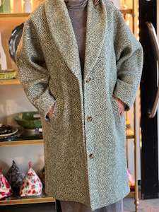 Mos Mosh Adelaide Herringbone Wool Coat - Green