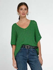 Faber Woman Loose Knit Tee - Emerald Green\