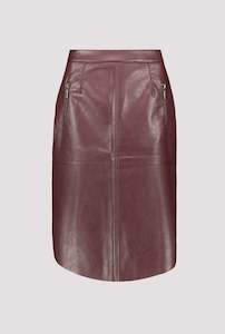 Monari Midi Pleather Skirt - Bergundy