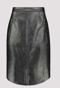 Monari Midi Pleather Skirt - Black