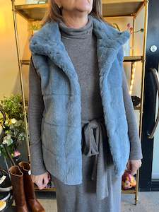 Monari Faux Fur Gillet  - Smokey Blue