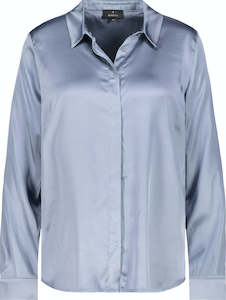 Monari Satin Blouse - Smokey Blue