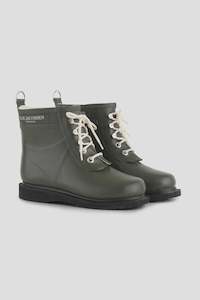 Ilse Jaconsen Short Lace up Rubber Boot - Army