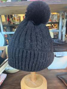 Gift: Head Start Cashmere Blend Pom Pom Beanie/Hat - Black