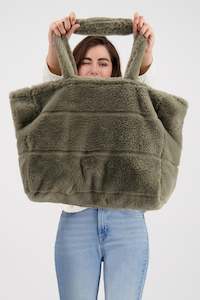 Monari Blend Fur Bag / Weekender or Shopper - Frozen Green