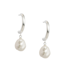 Kirstin Ash Sterling Silver Pearl Drop Hoop Earrings