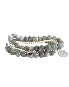 Lindi Kingi Beaded Bracelet Set | Luxe Grey and Silver