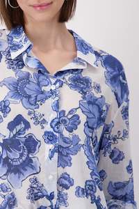 Monari Blouse Blue Flower Allover