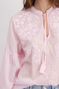 Monari White Embroidered Shirt - Blush Pink