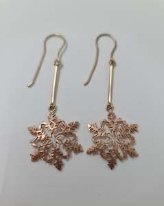 Kim Jobson Snowflake Drop Earrings - 9ct Solid Gold