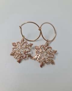 Gift: Kim Jobson Snowflakes on Hoops Earrings - 9ct Solid Gold