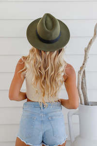 Free Spirit Panama Hat Black Band - Khaki