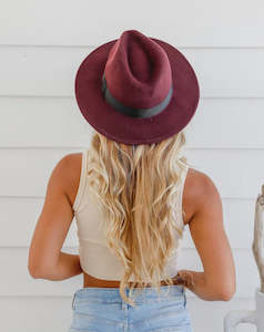 Free Spirit Panama Hat Black Band - Berry