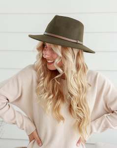 Free Spirit Panama Hat - Khaki/Brown Band