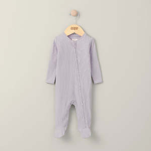 Mamas and Papas Organic Cotton Ribbed Onesie with Zip - Heather Purple