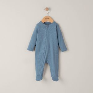 Mamas and Papas Organic Cotton Ribbed Onesie with Zip - Petrol Blue