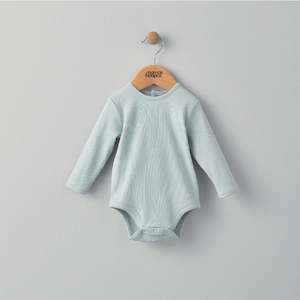 Mamas and Papas Organic Cotton Ribbed Long Sleeve Bodysuit - Blue