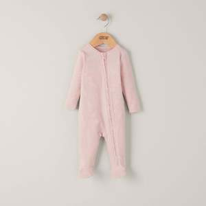 Mamas and Papas Organic Cotton Ribbed Onesie with Zip - Pink