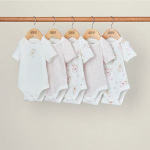 Mamas and Papas Flower Short Sleeve Bodysuits - 5 Pack