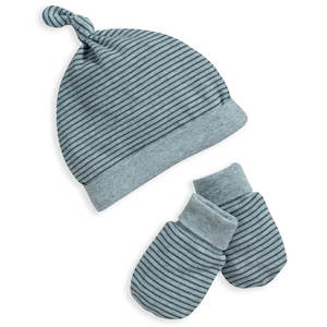 Baby wear: Mamas and Papas Stripe Hat & Mittens Set