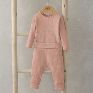 Baby wear: Mamas and Papas Pink Organic Cotton Ribbed Set - 2 Piece Set